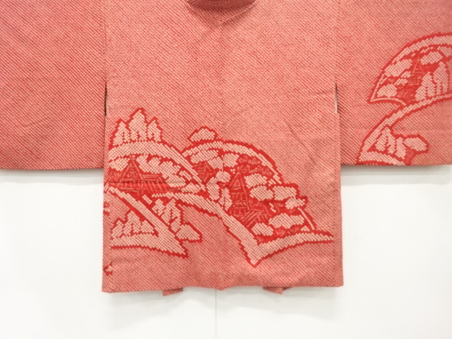 JAPANESE KIMONO / ANTIQUE HAORI / SILK / ALL SHIBORI / MOUNTAINS & MANSIONS